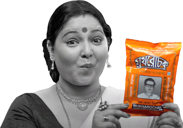 Mukharochak - Woman Holding Sweet & Sour Chanachur